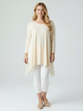 LOGO by LORI GOLDSTEIN Embroidered Lace Flowy Tunic Top